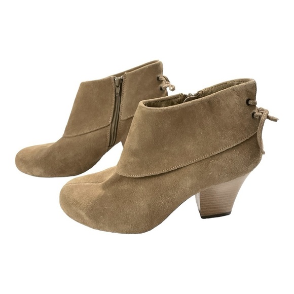 Skechers Tan Leather
Zip Cuffed Tall Heel Ankle
Booties Women's Size 9 - Picture 1 of 9